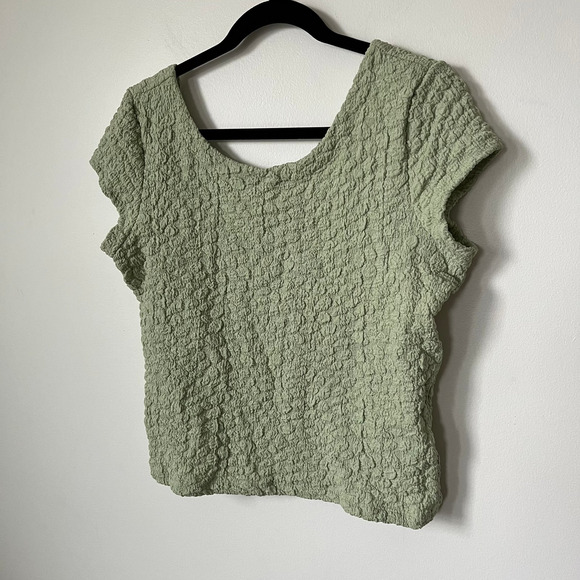 NWT Maeve Anthropologie Socialite Popcorn Tee Green Womens Medium Scoop Back - Picture 6 of 13